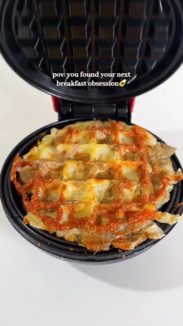 Waffle Iron Potato with Avocado Egg Salad